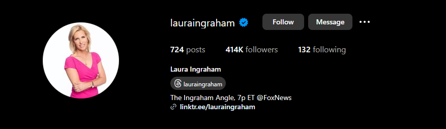Laura Ingraham instagram account